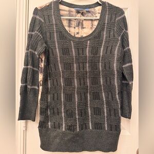 Simply Vera Wang Women's Plaid Knit Sweater - Black and Gray w/silver Speckle